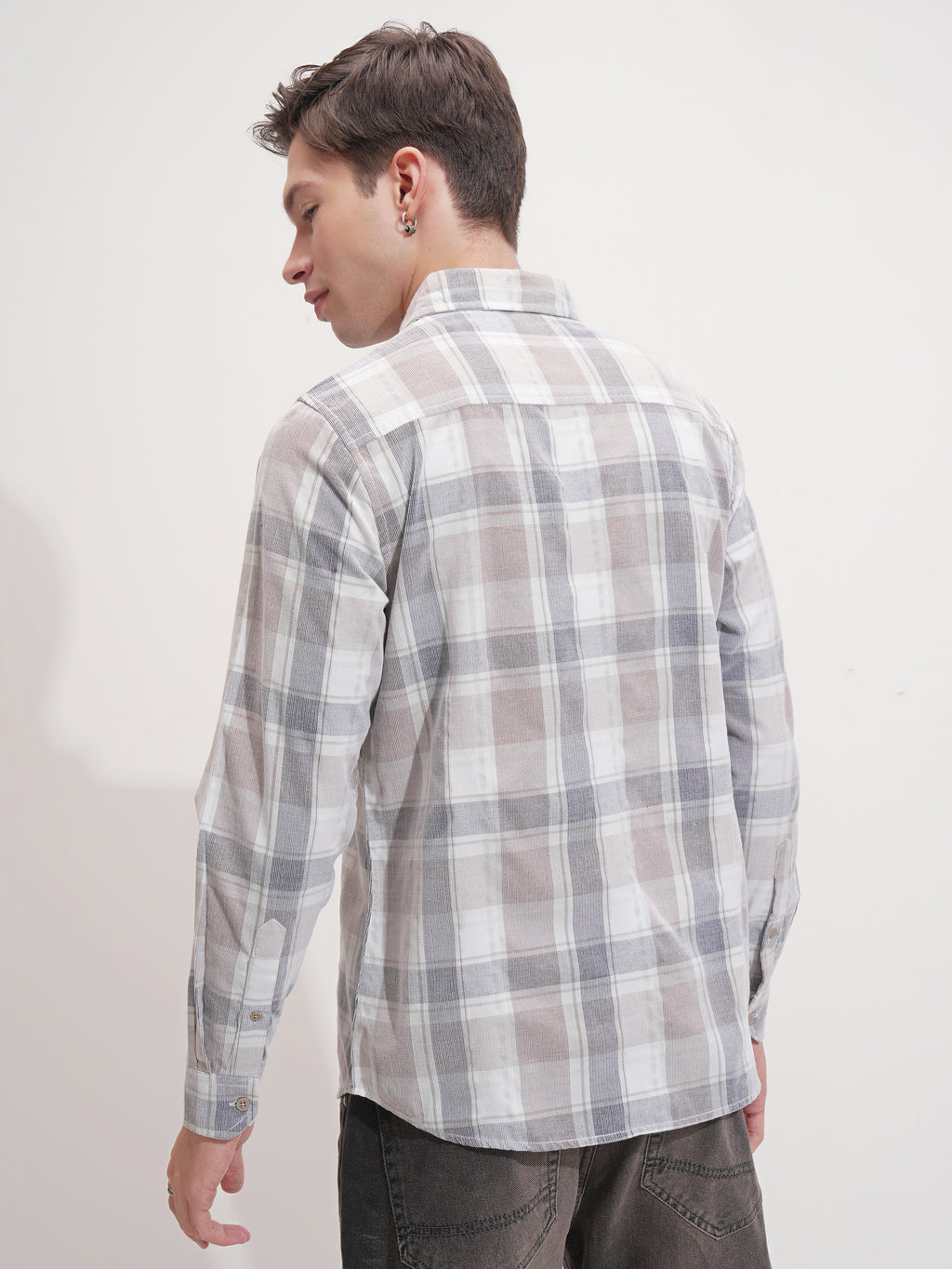 Highlander Men White Checked Slim Fit Casual Shirt - White - Image 3