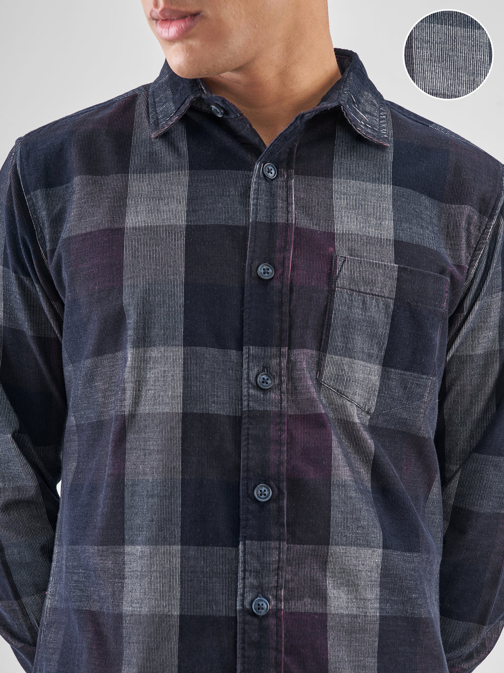 Highlander Men Navy Blue Checked Slim Fit Casual Shirt - Navy Blue - Image 5