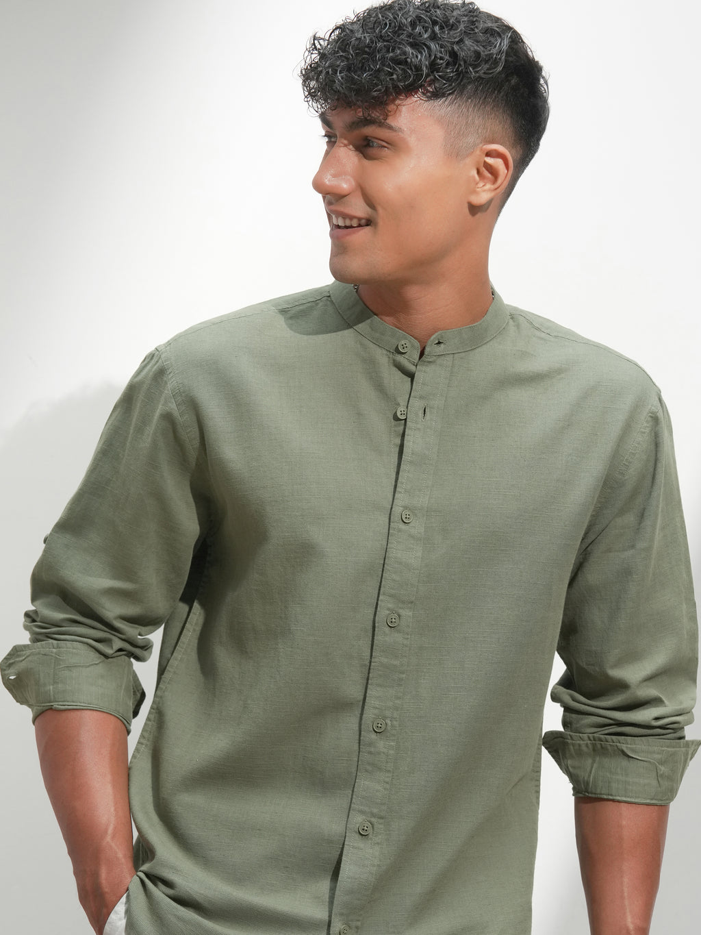 Highlander Men Green Self Design Relaxed Fit Casual Shirt - Green - Image 1