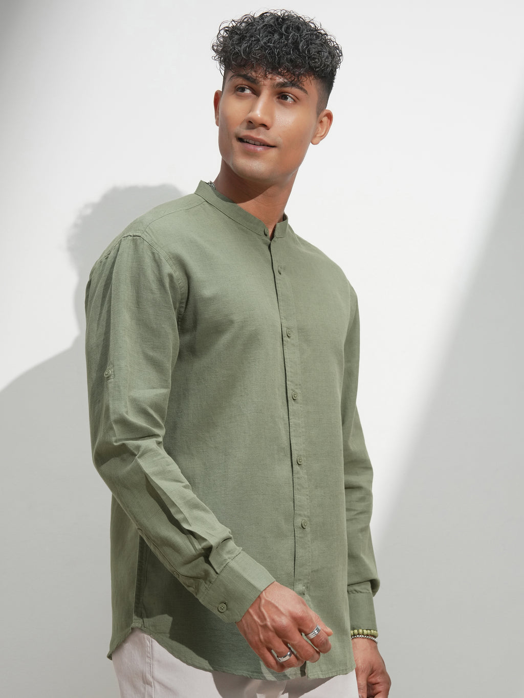 Highlander Men Green Self Design Relaxed Fit Casual Shirt - Green - Image 6