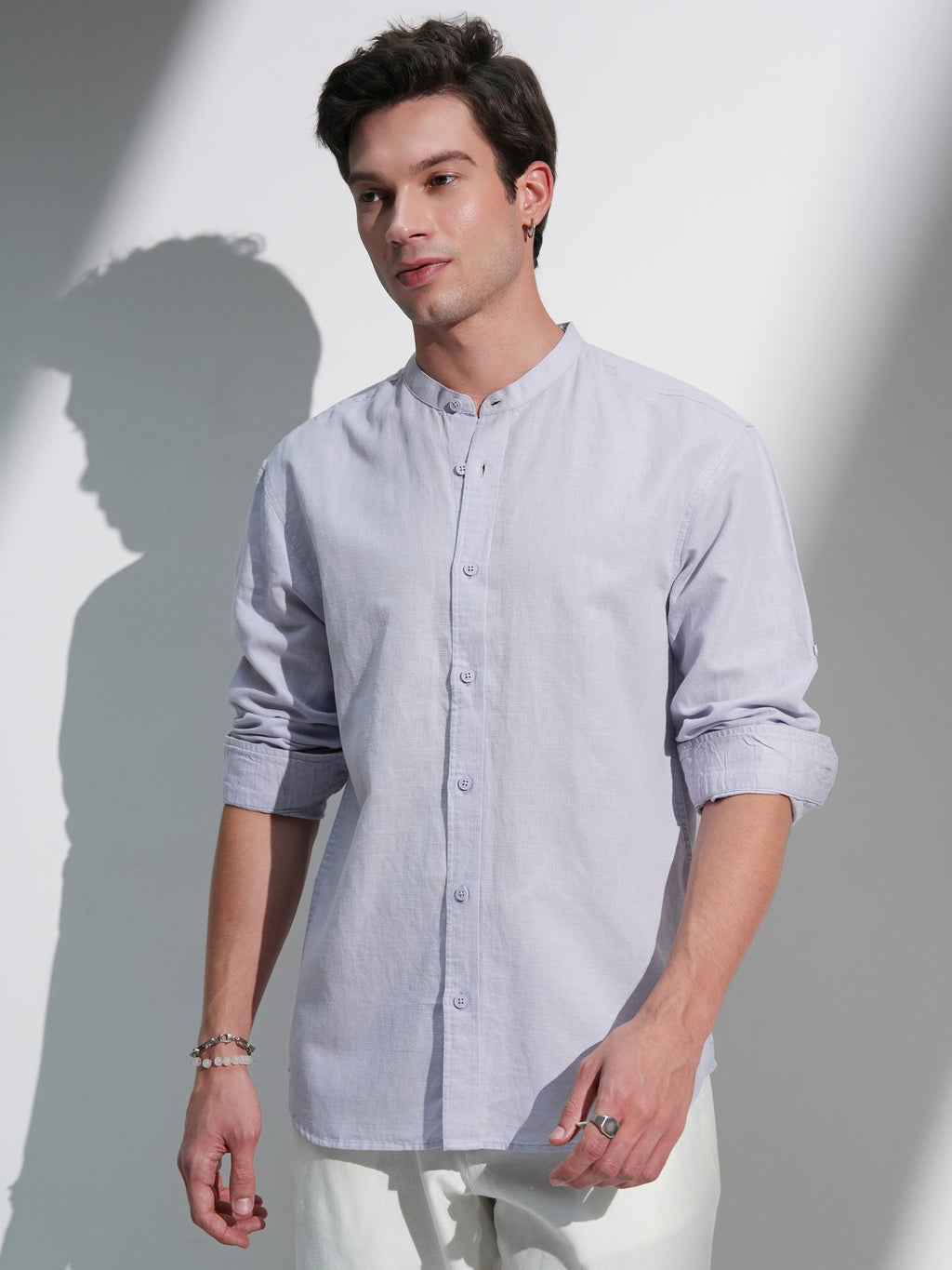 Highlander Men Lavender Solid Relaxed Fit Casual Shirt - Lavender - Image 1