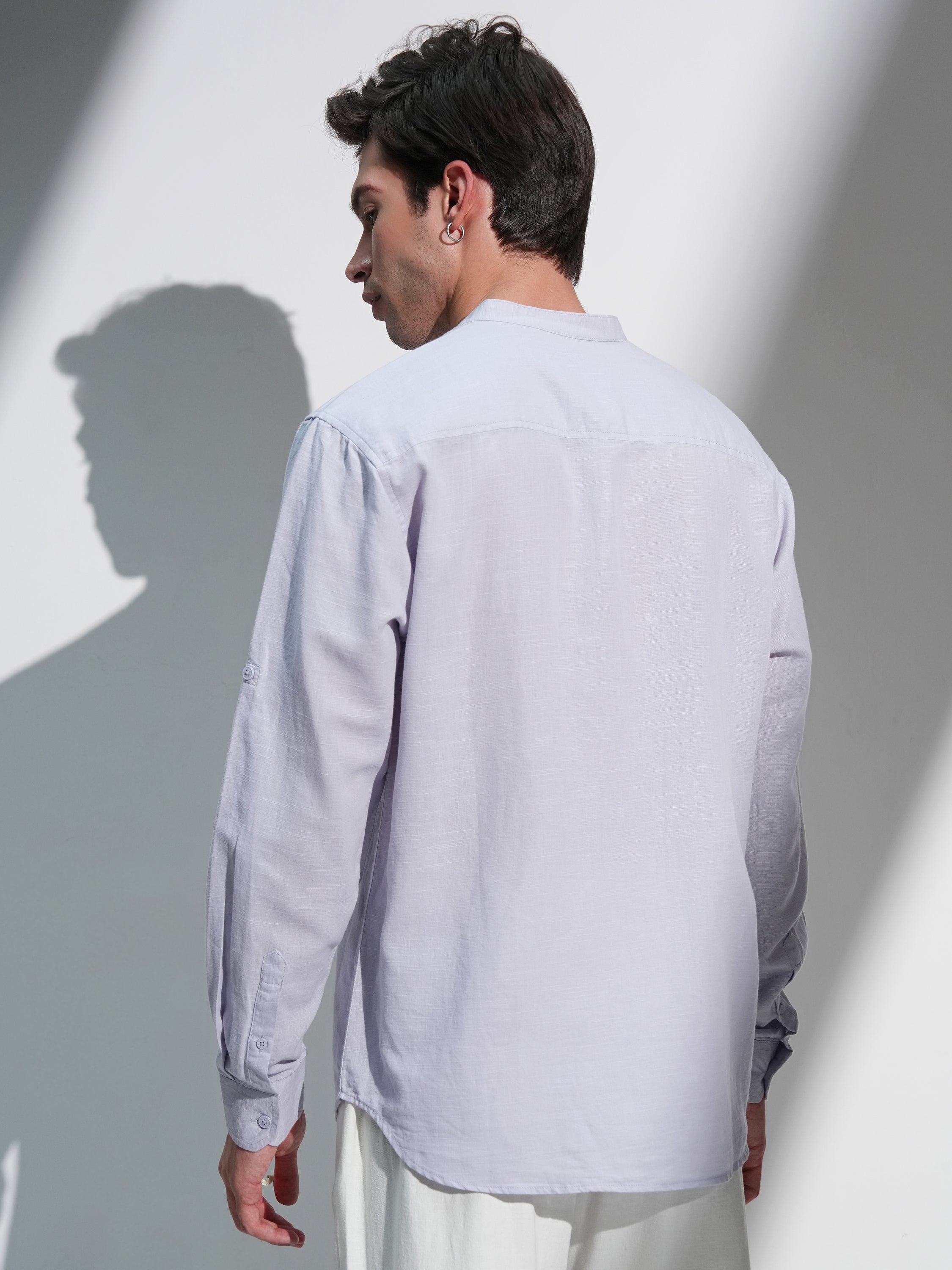 Highlander Men Lavender Solid Relaxed Fit Casual Shirt - Lavender - Image 3