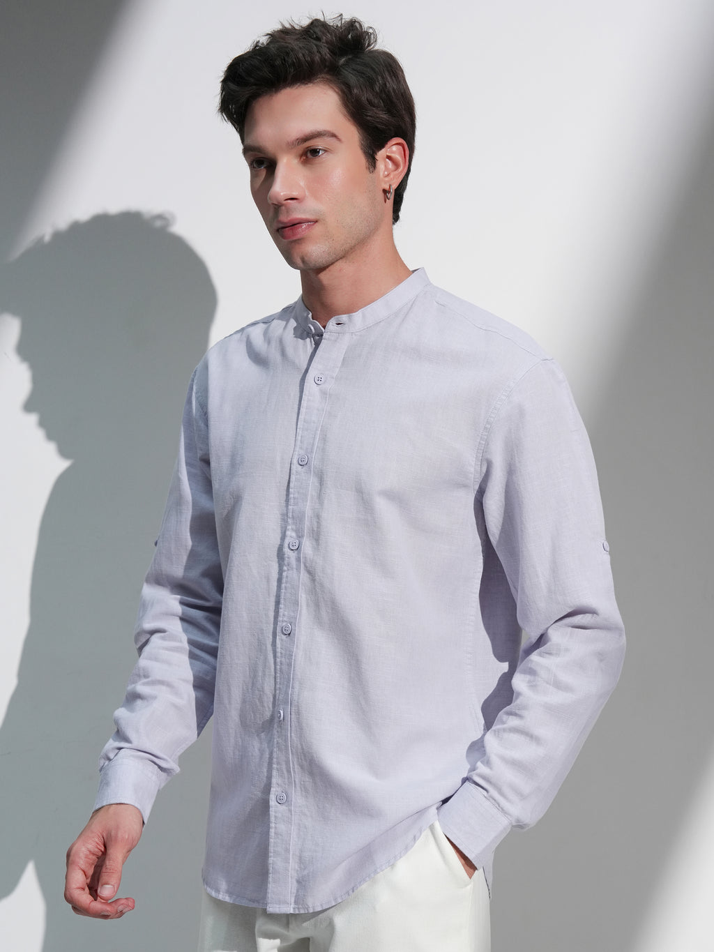 Highlander Men Lavender Solid Relaxed Fit Casual Shirt - Lavender - Image 4