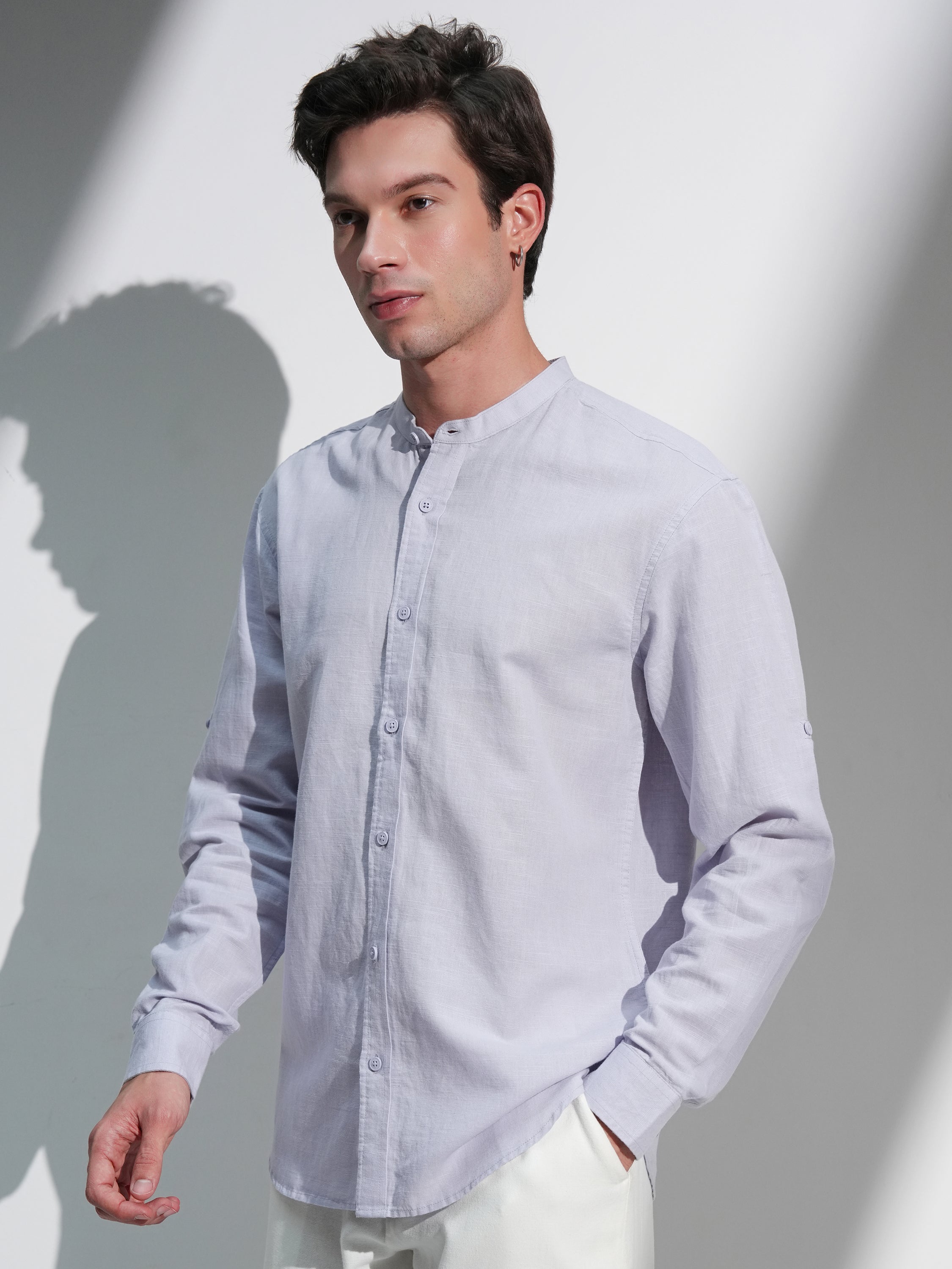 Highlander Men Lavender Solid Relaxed Fit Casual Shirt - Lavender - Image 4
