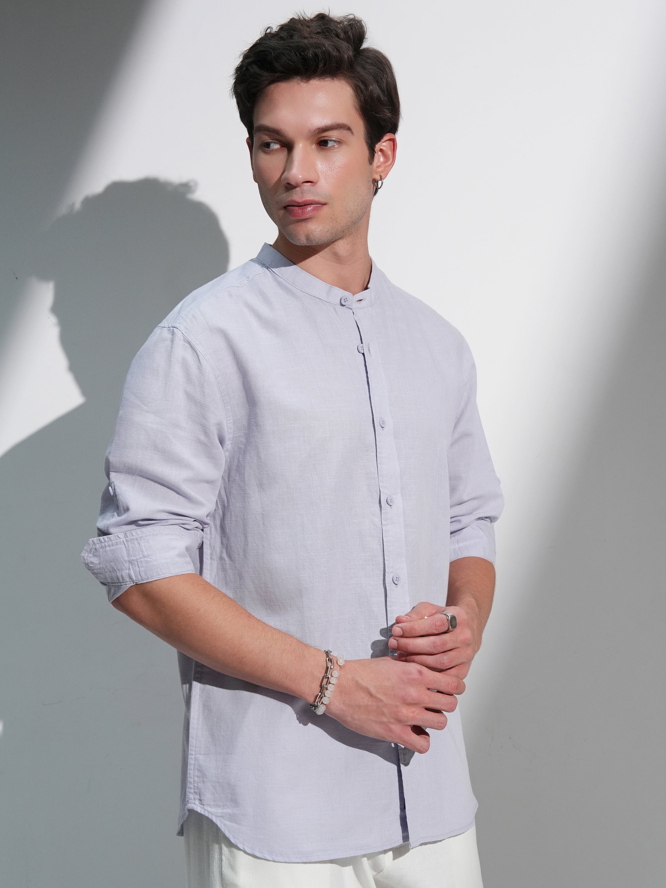 Highlander Men Lavender Solid Relaxed Fit Casual Shirt - Lavender - Image 6