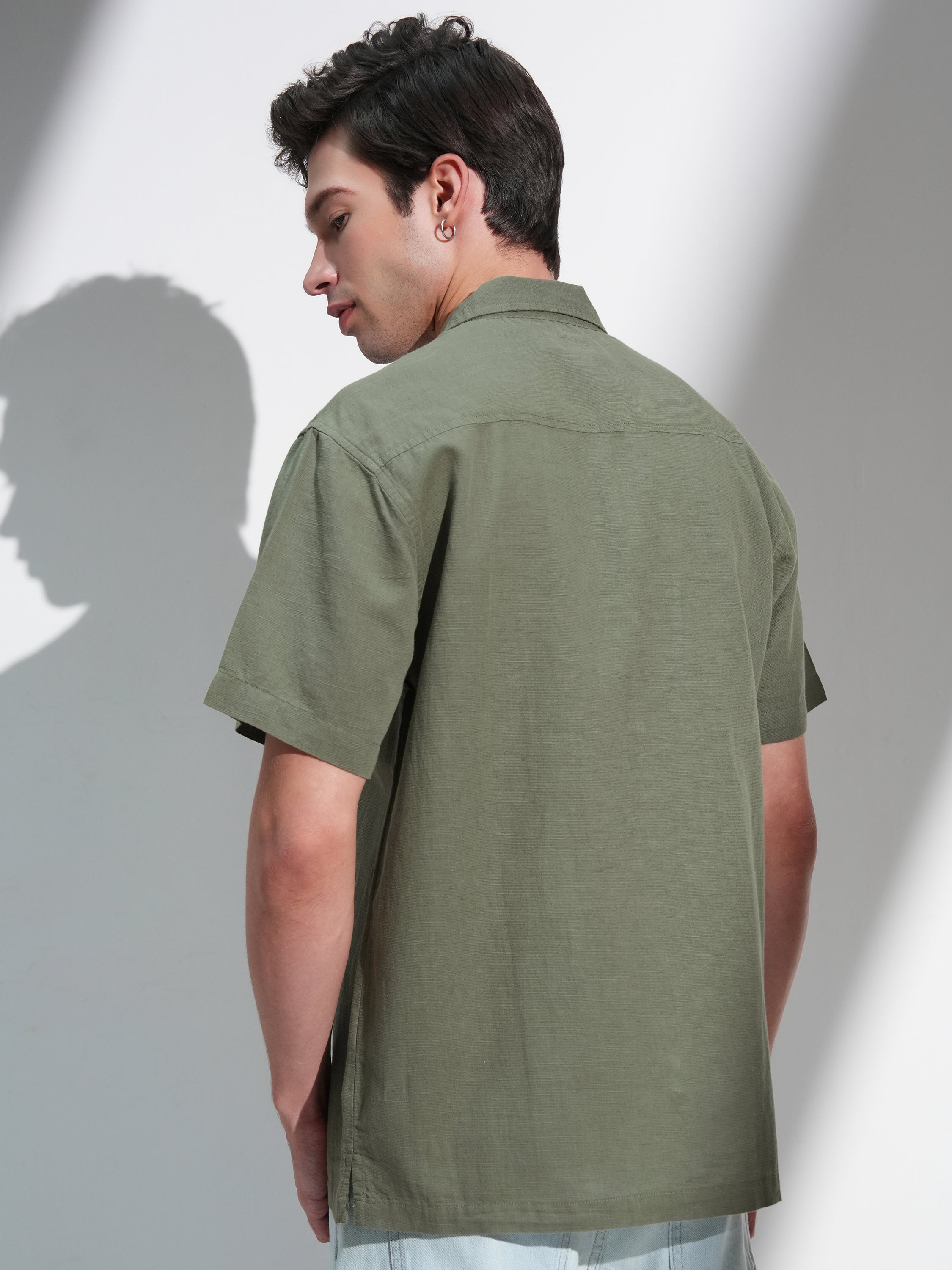 Highlander Men Green Solid Relaxed Fit Casual Shirt - Green - Image 3