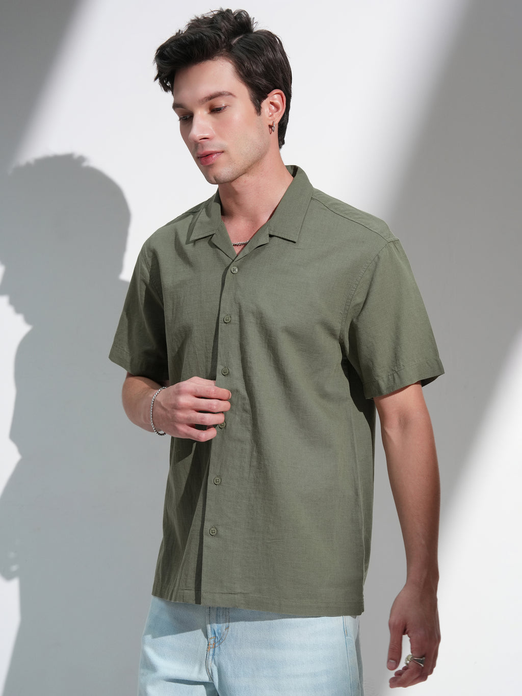 Highlander Men Green Solid Relaxed Fit Casual Shirt - Green - Image 4