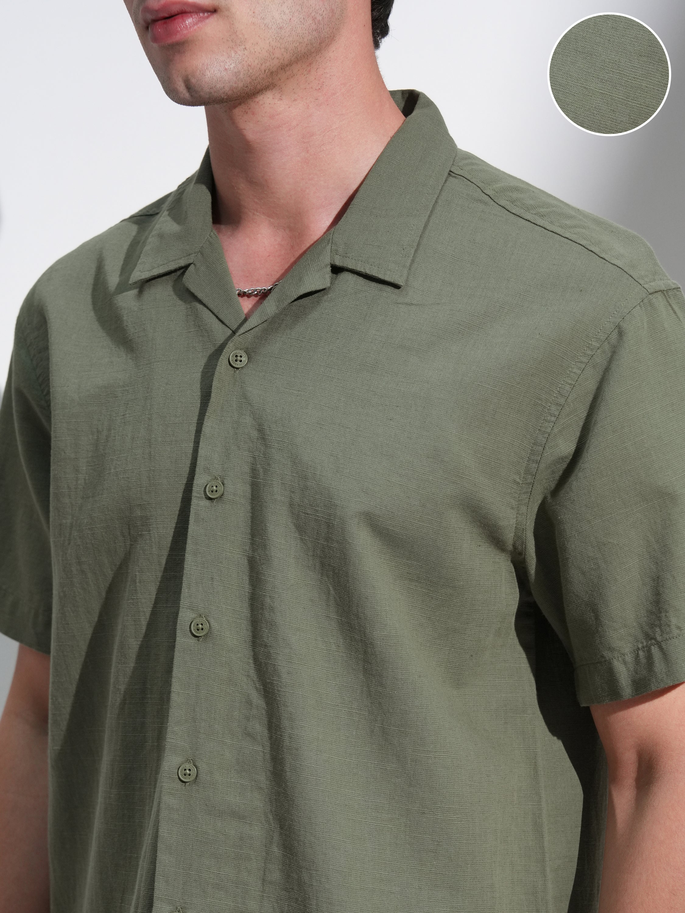 Highlander Men Green Solid Relaxed Fit Casual Shirt - Green - Image 5