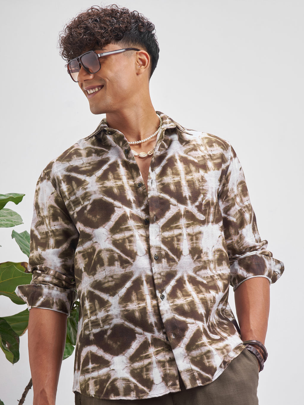 Highlander Men Brown Printed Relaxed Fit Casual Shirt - Brown - Image 1