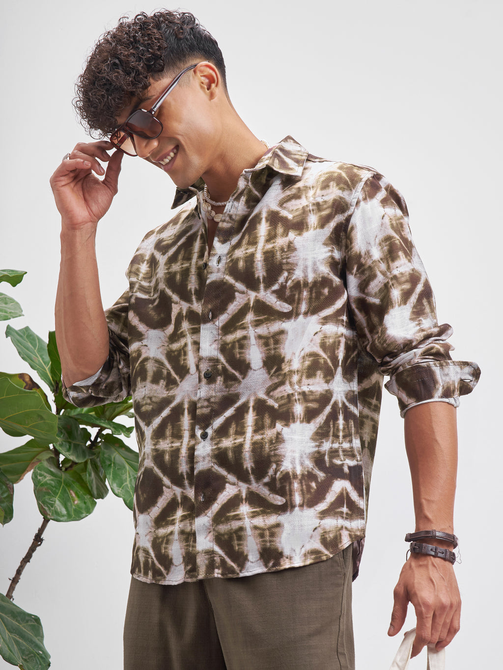 Highlander Men Brown Printed Relaxed Fit Casual Shirt - Brown - Image 4