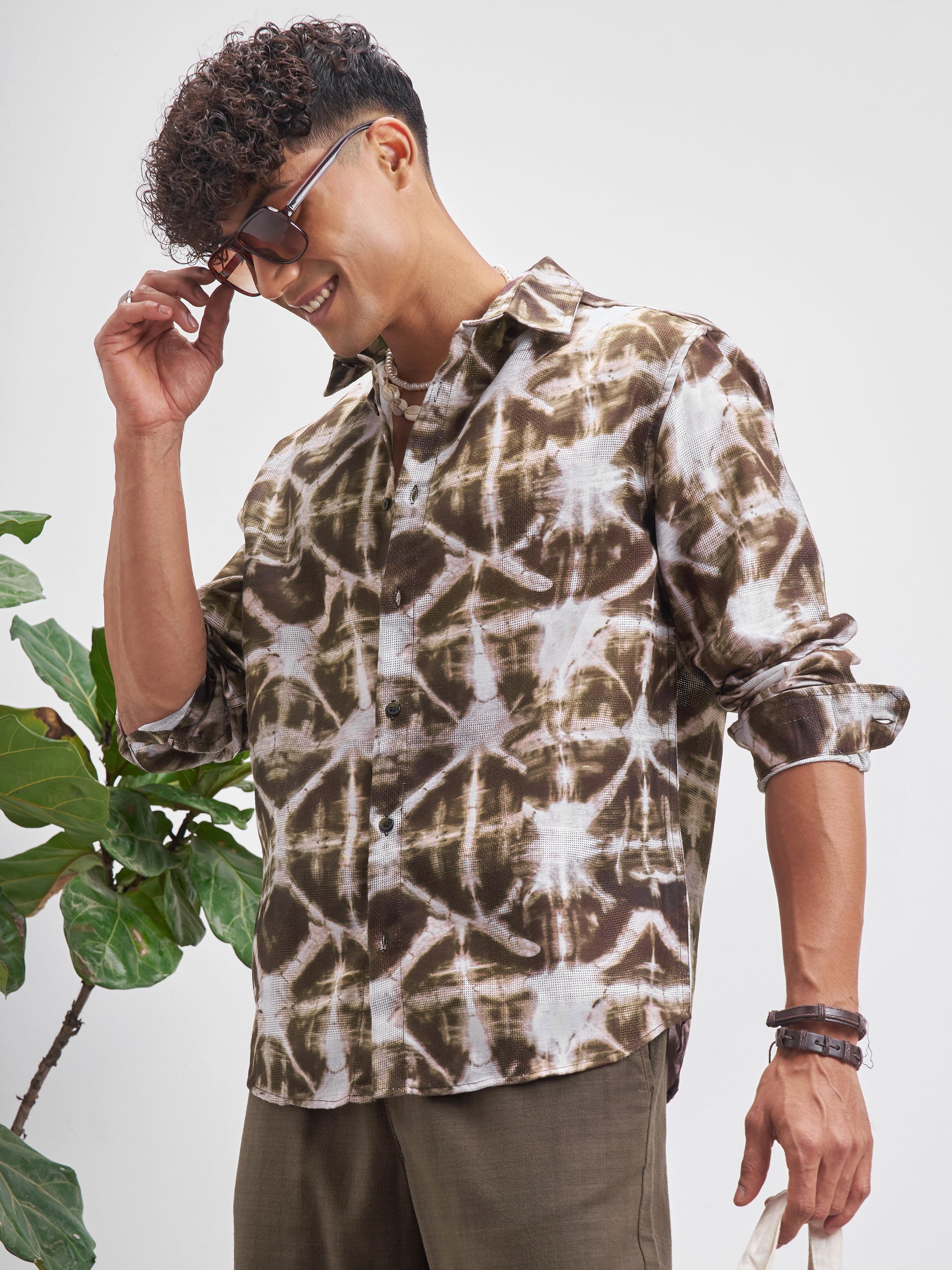 Highlander Men Brown Printed Relaxed Fit Casual Shirt - Brown - Image 4