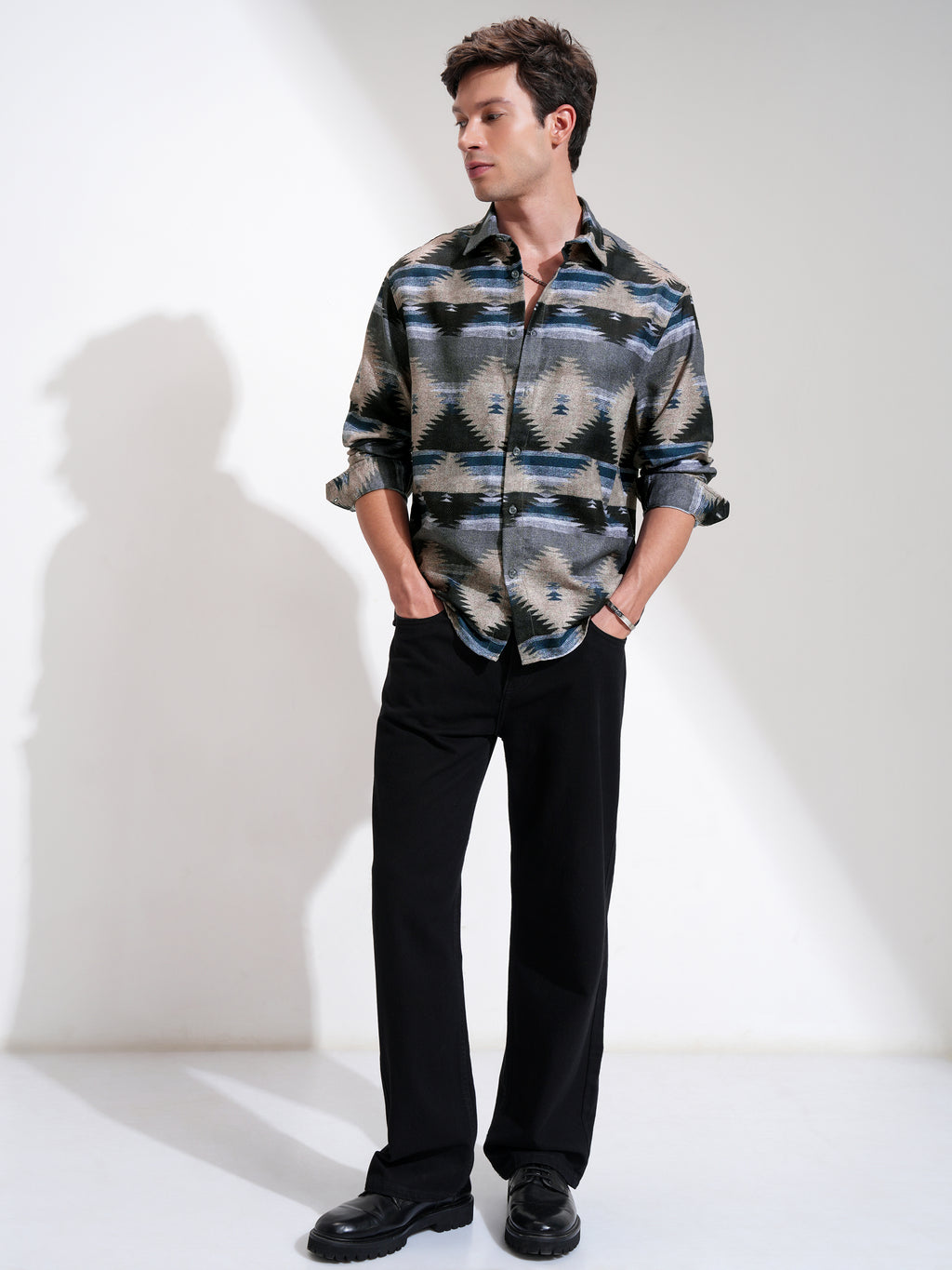 Highlander Men Teal Printed Relaxed Fit Casual Shirt - Teal - Image 2