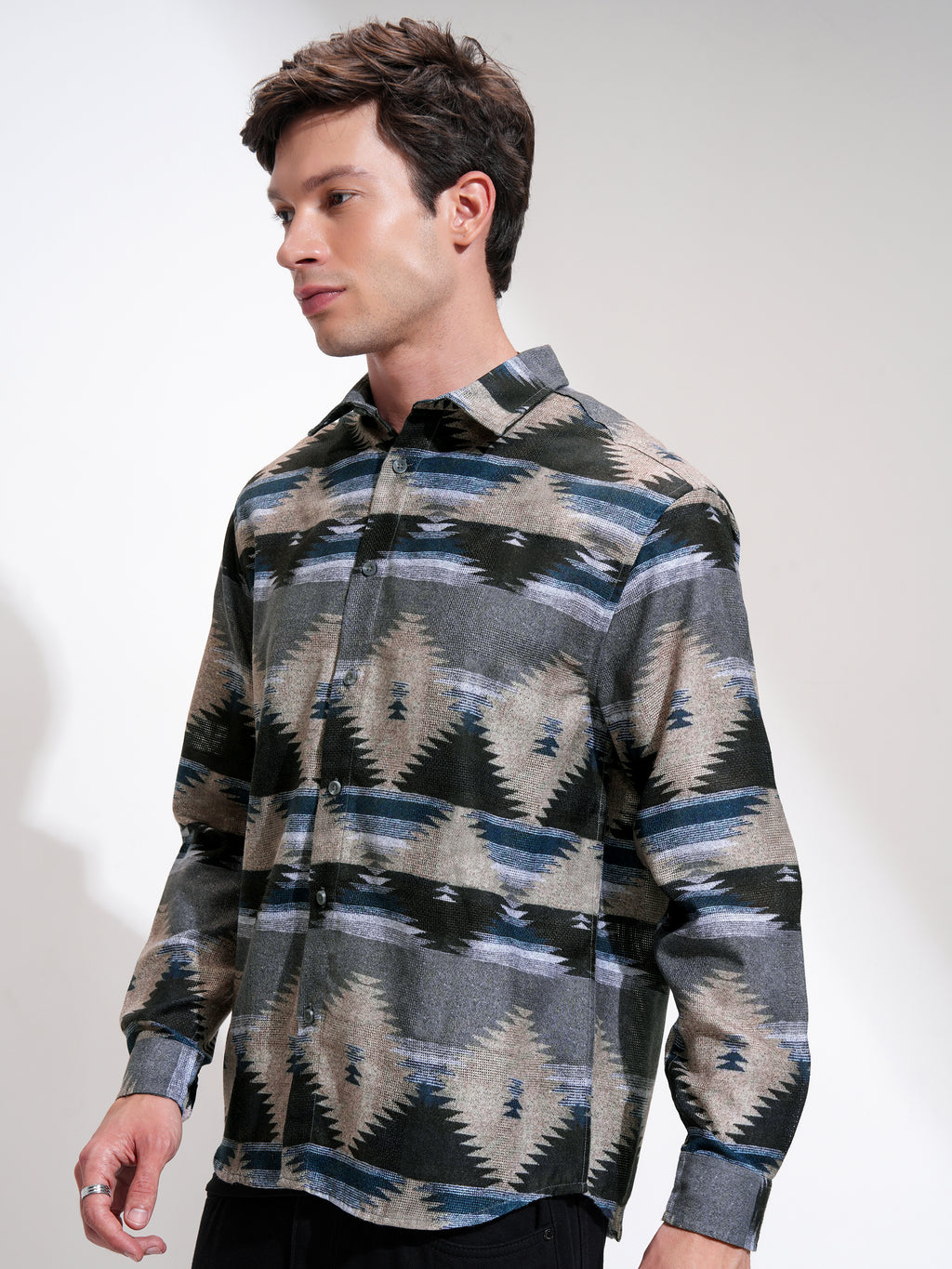 Highlander Men Teal Printed Relaxed Fit Casual Shirt - Teal - Image 4