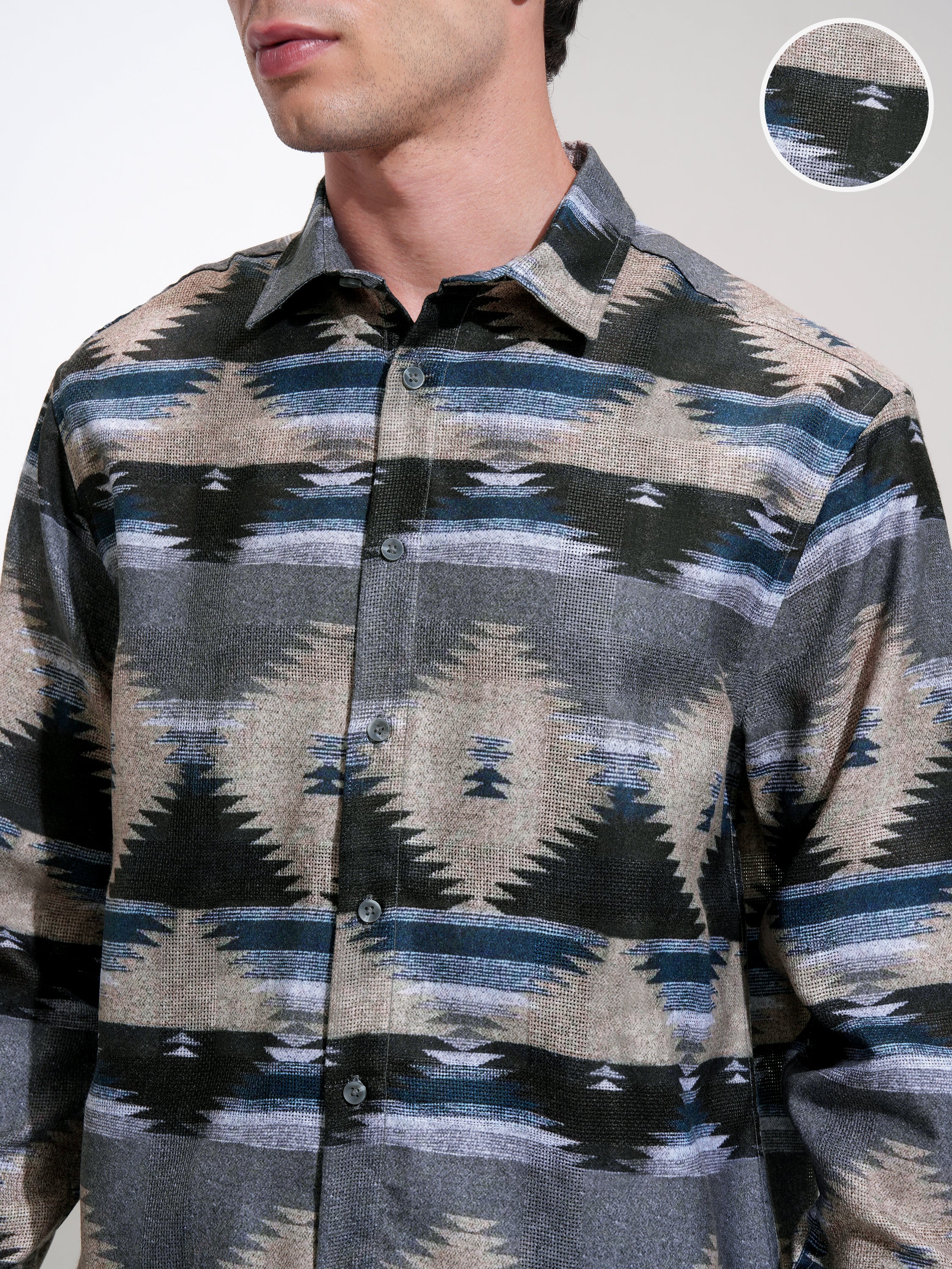 Highlander Men Teal Printed Relaxed Fit Casual Shirt - Teal - Image 5