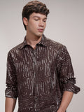 Highlander Men Brown Printed Relaxed Fit Casual Shirt - Brown - Image 1