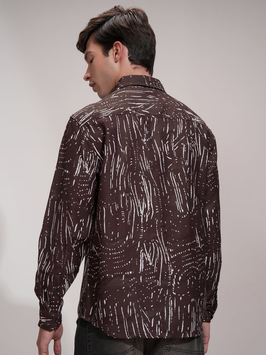 Highlander Men Brown Printed Relaxed Fit Casual Shirt - Brown - Image 3