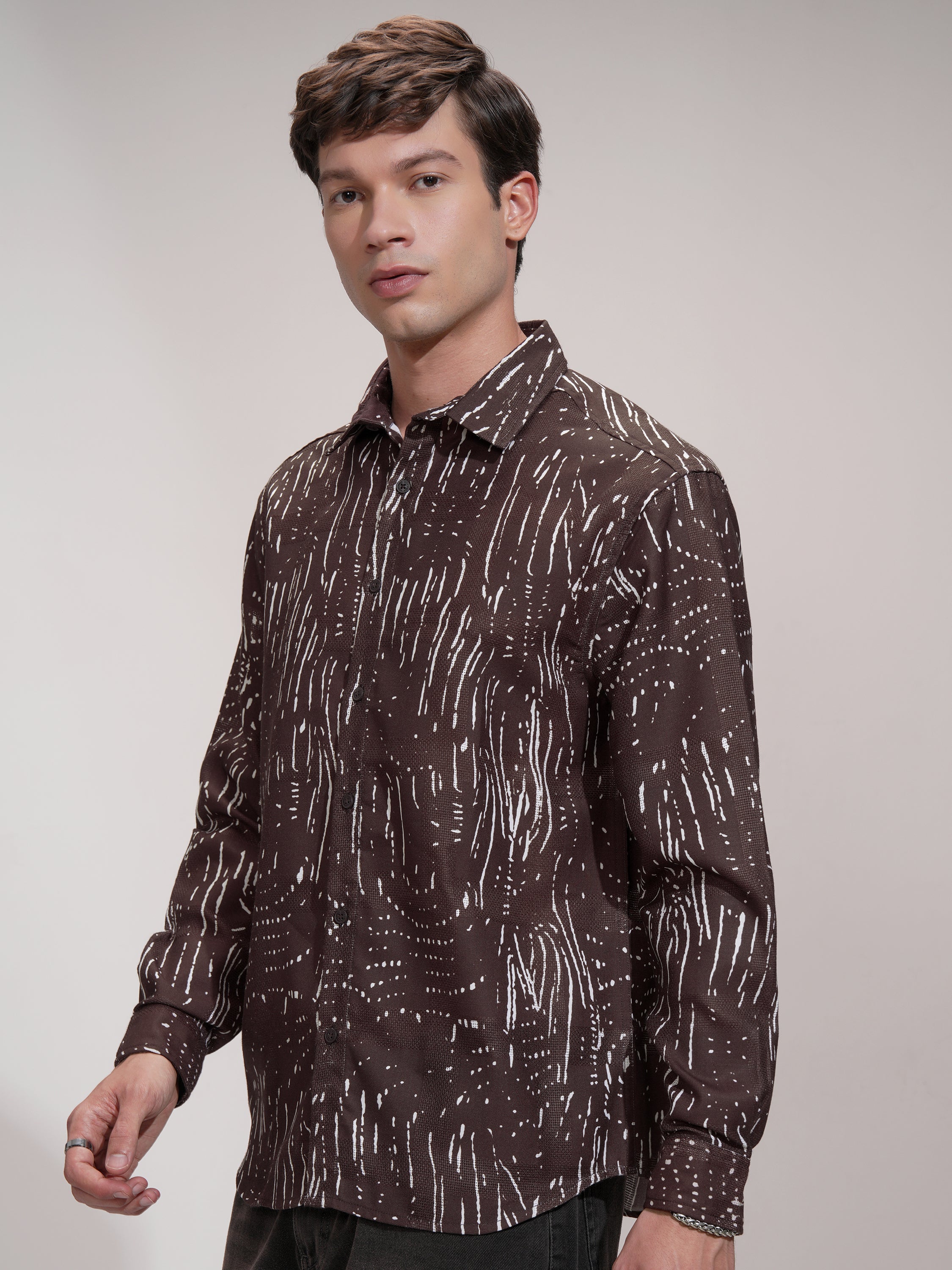 Highlander Men Brown Printed Relaxed Fit Casual Shirt - Brown - Image 4