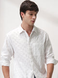 Highlander Men White Self Design Relaxed Fit Casual Shirt - White - Image 1