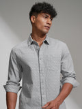 Highlander Men Grey Self Design Relaxed Fit Casual Shirt - Grey - Image 1