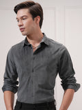Highlander Men Grey Self Design Slim Fit Casual Shirt - Grey - Image 1