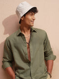 Highlander Men Green Self Design Relaxed Fit Casual Shirt - Green - Image 1