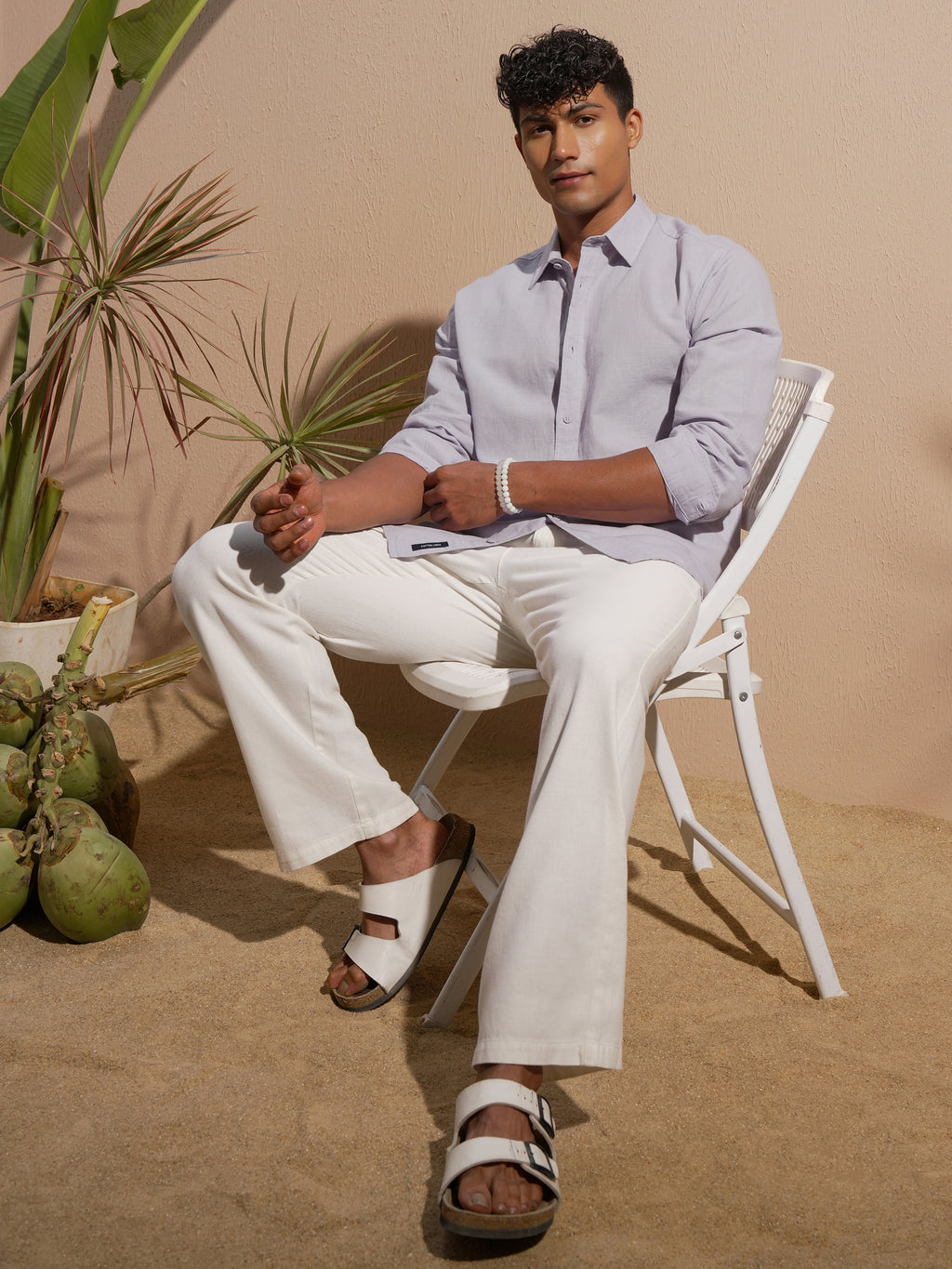 Highlander Men Lavender Solid Relaxed Fit Casual Shirt - Lavender - Image 2