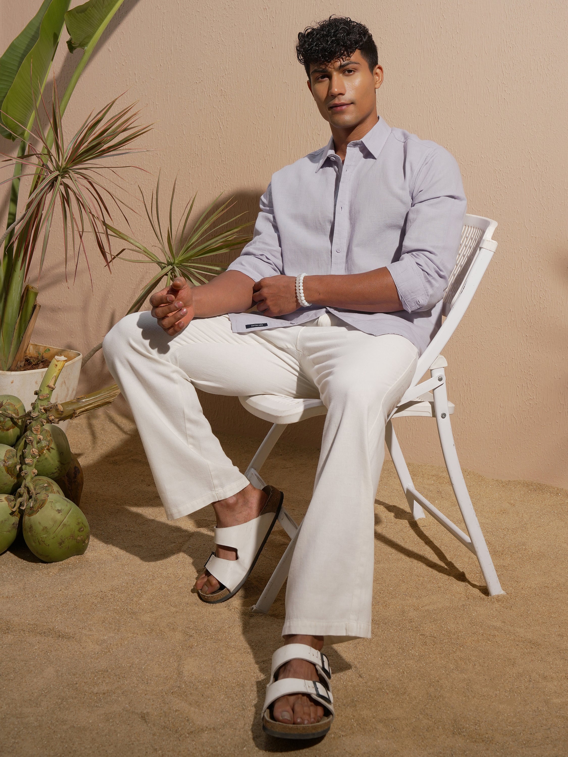 Highlander Men Lavender Solid Relaxed Fit Casual Shirt - Lavender - Image 2