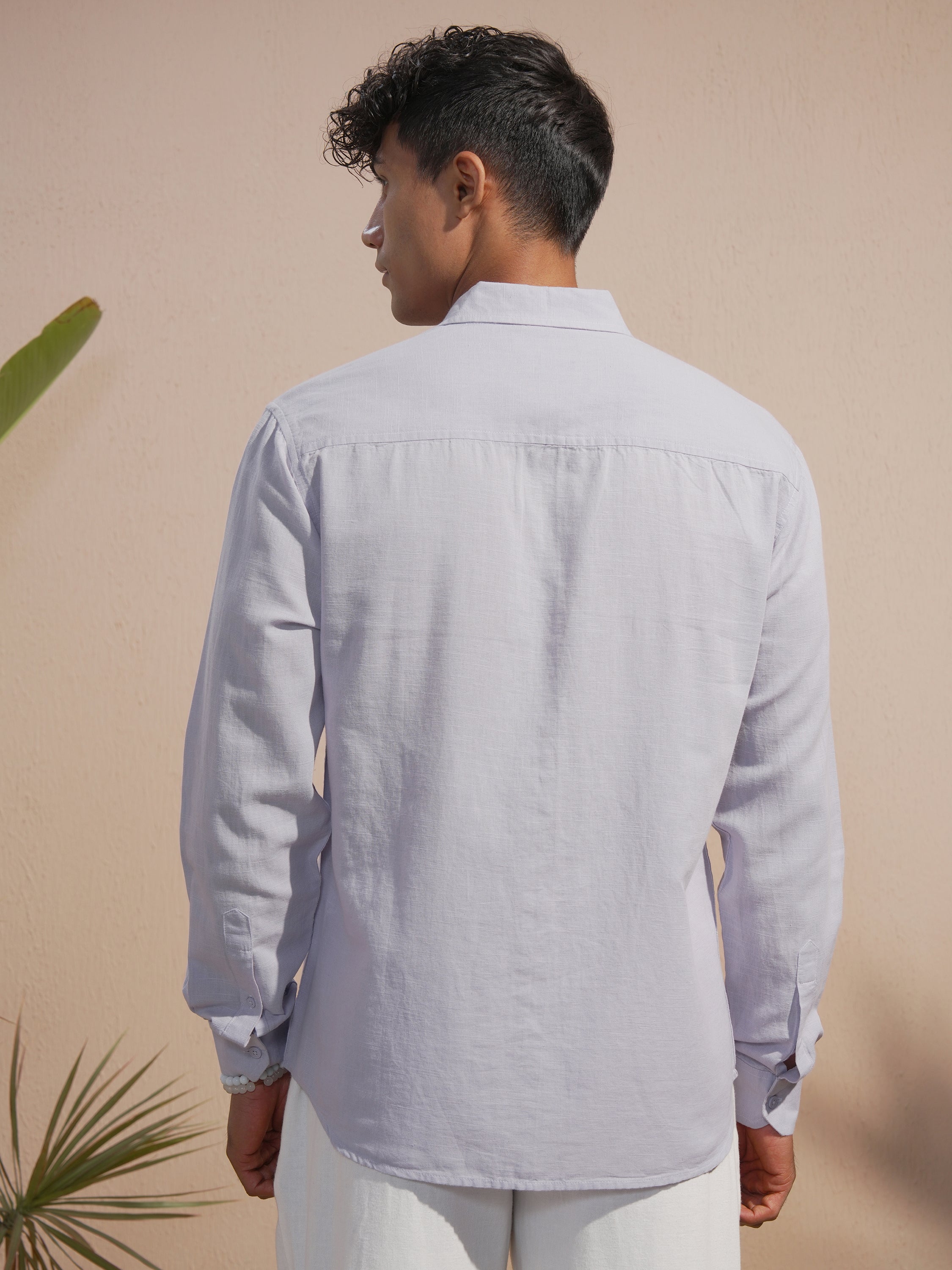 Highlander Men Lavender Solid Relaxed Fit Casual Shirt - Lavender - Image 3