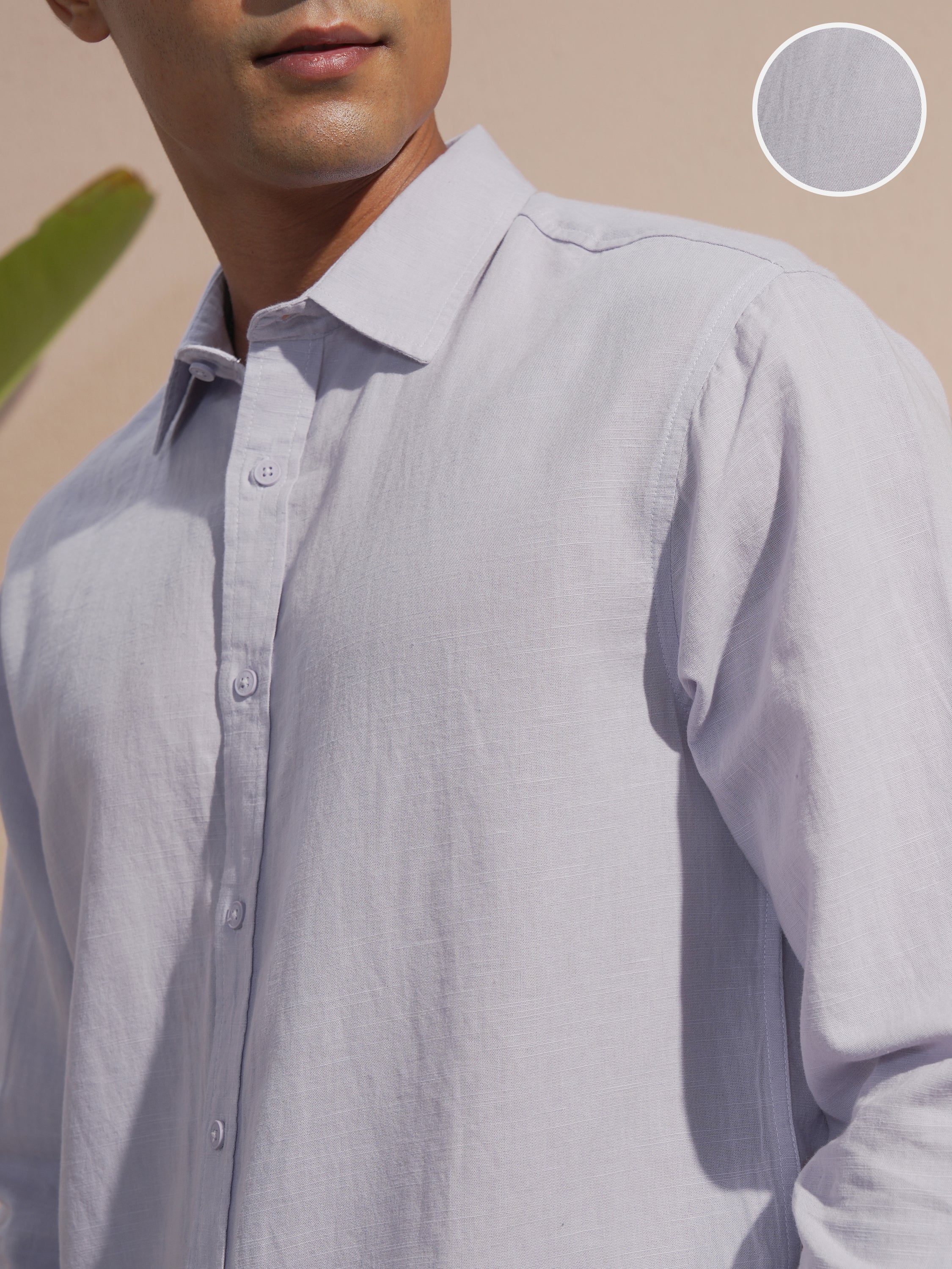 Highlander Men Lavender Solid Relaxed Fit Casual Shirt - Lavender - Image 5