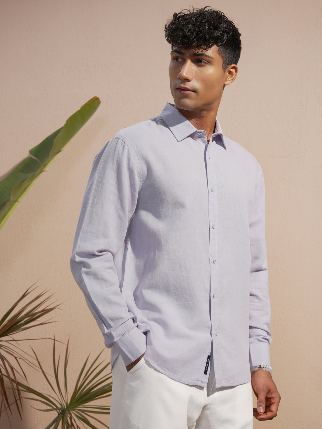 Highlander Men Lavender Solid Relaxed Fit Casual Shirt - Lavender - Image 6