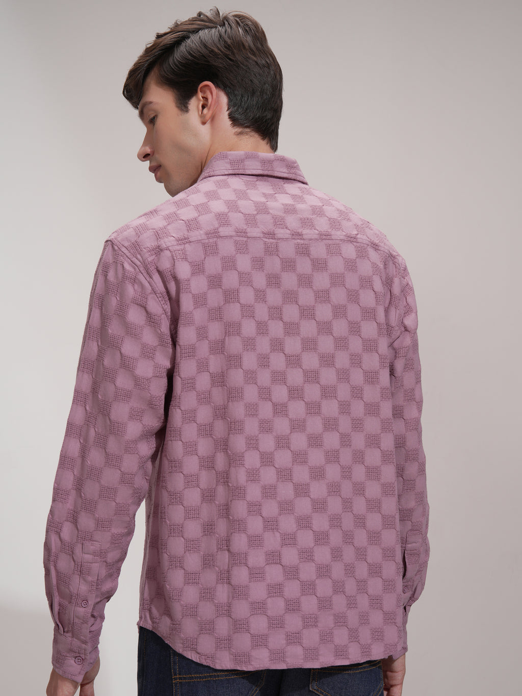 Highlander Men Pink Self Design Relaxed Fit Casual Shirt - Pink - Image 3