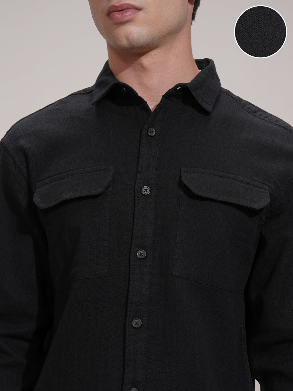 Highlander Men Black Solid Slim Fit Casual Shirt - Black - Image 5