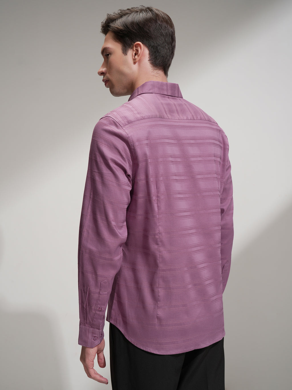 Highlander Men Pink Striped Slim Fit Casual Shirt - Pink - Image 3