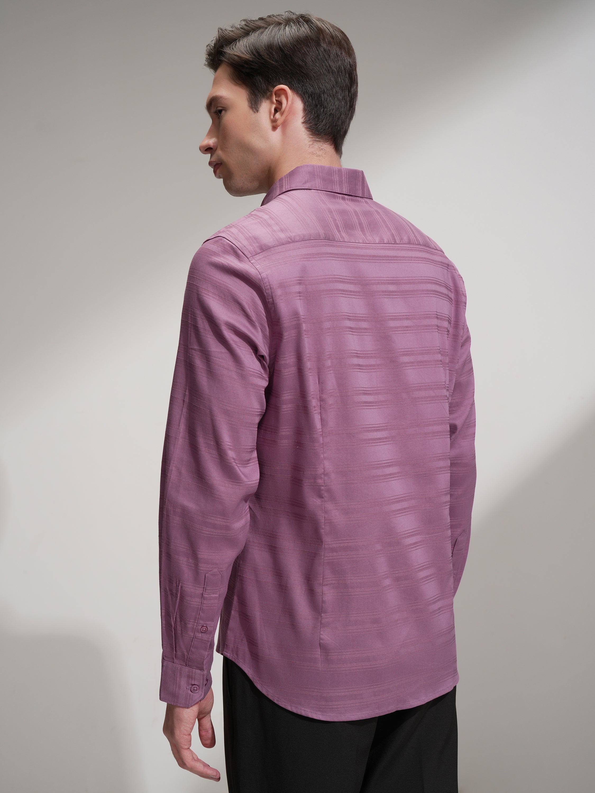 Highlander Men Pink Striped Slim Fit Casual Shirt - Pink - Image 3