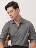 Highlander Men Grey Self Design Slim Fit Casual Shirt - Grey - Image 1