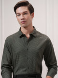 Highlander Men Green Self Design Slim Fit Casual Shirt - Green - Image 1