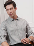Highlander Men Grey Self Design Slim Fit Casual Shirt - Grey - Image 1