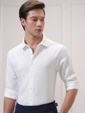 Highlander Men White Self Design Slim Fit Casual Shirt - White - Image 1