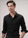 Highlander Men Black Self Design Slim Fit Casual Shirt - Black - Image 1