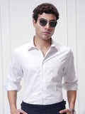 Highlander Men White Self Design Slim Fit Casual Shirt - White - Image 1
