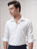 Highlander Men White Self Design Slim Fit Casual Shirt - White - Image 1