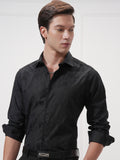 Highlander Men Black Self Design Slim Fit Casual Shirt - Black - Image 1