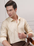 Highlander Men Beige Self Design Slim Fit Casual Shirt - Beige - Image 1