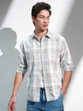 Highlander Men Green Checked Slim Fit Casual Shirt - Green - Image 1