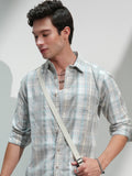 Highlander Men Tan Checked Slim Fit Casual Shirt - Tan - Image 1
