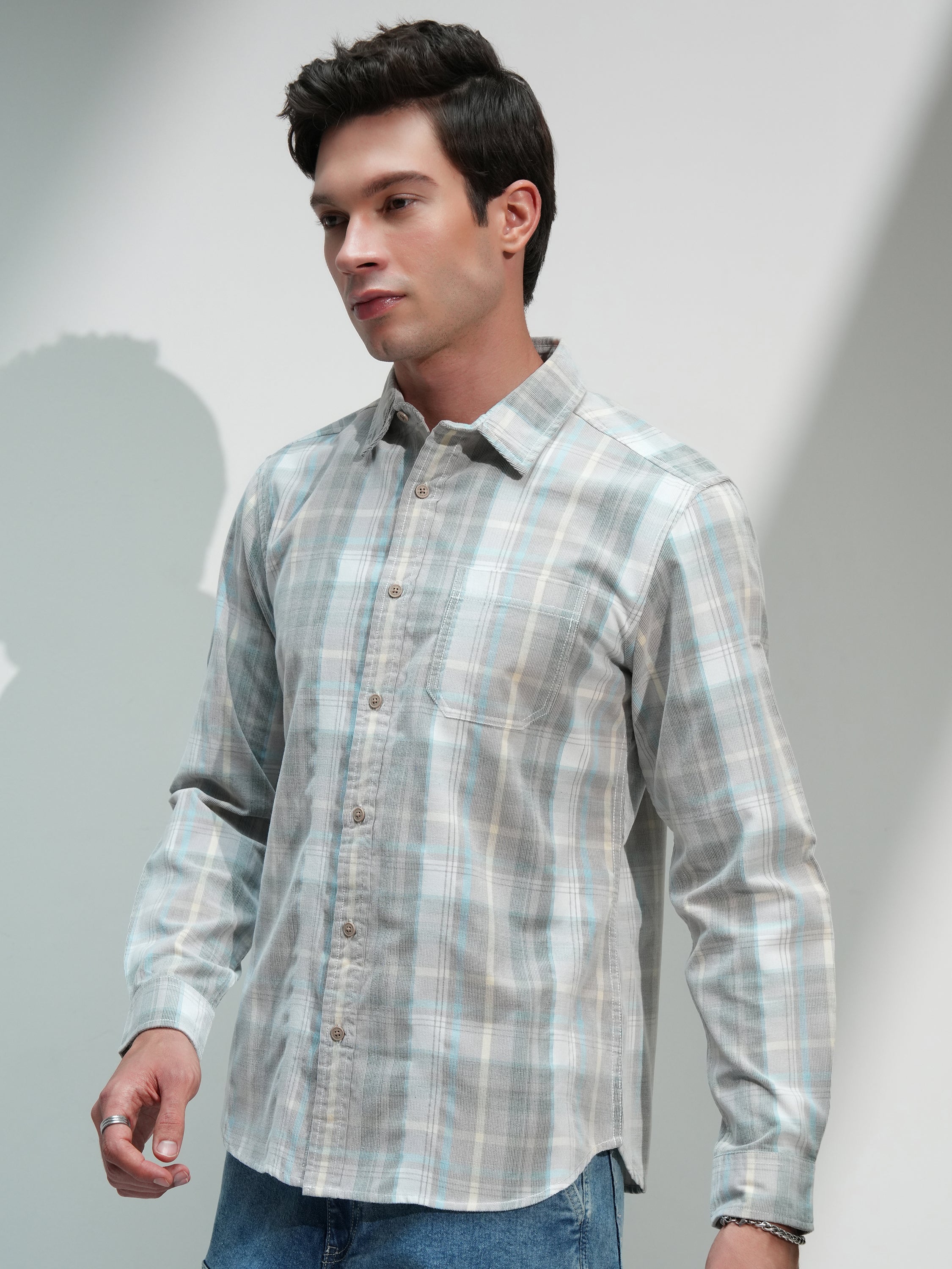 Highlander Men Tan Checked Slim Fit Casual Shirt - Tan - Image 4