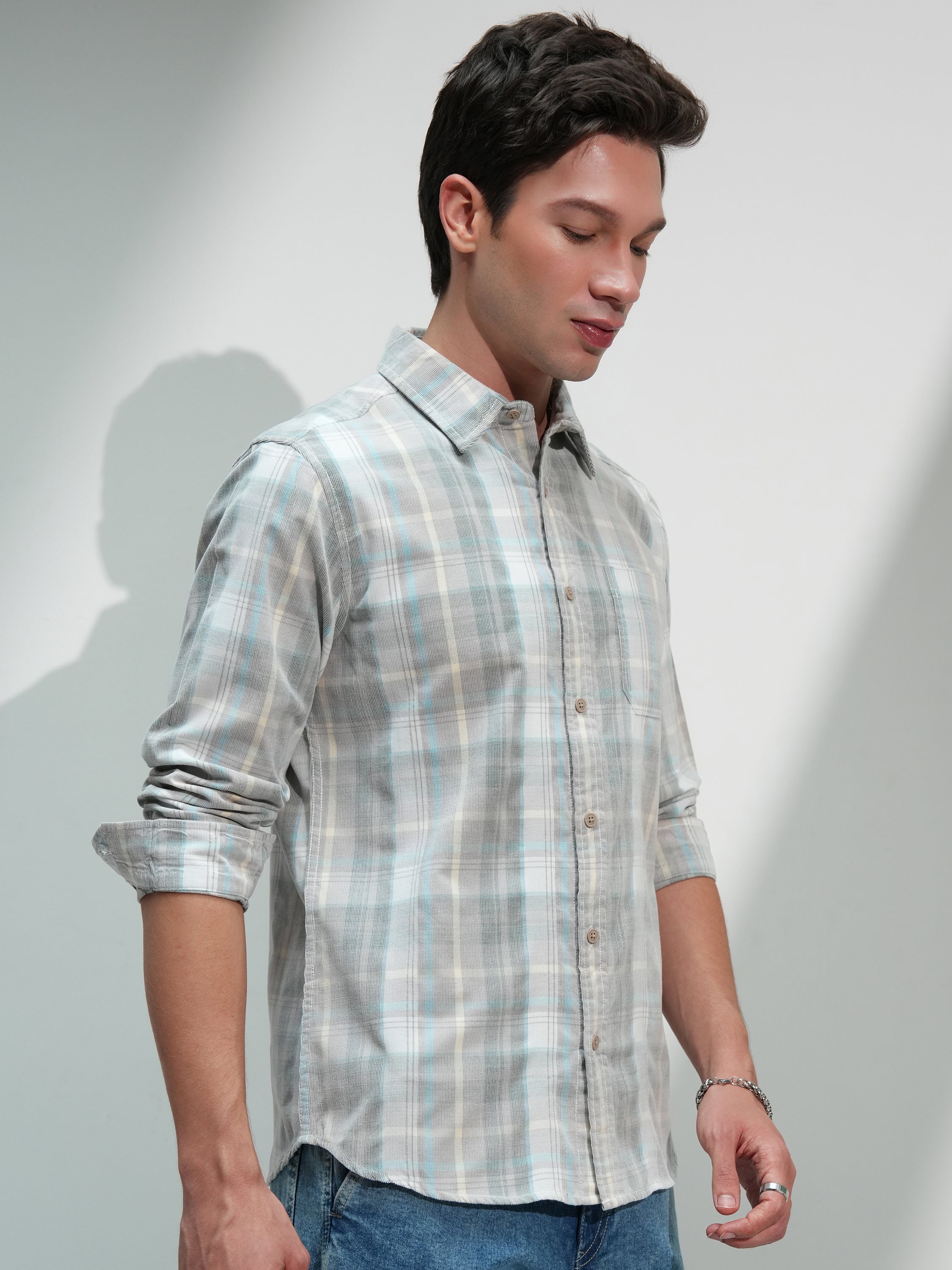 Highlander Men Tan Checked Slim Fit Casual Shirt - Tan - Image 6