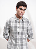 Highlander Men Charcoal Checked Slim Fit Casual Shirt - Charcoal - Image 1