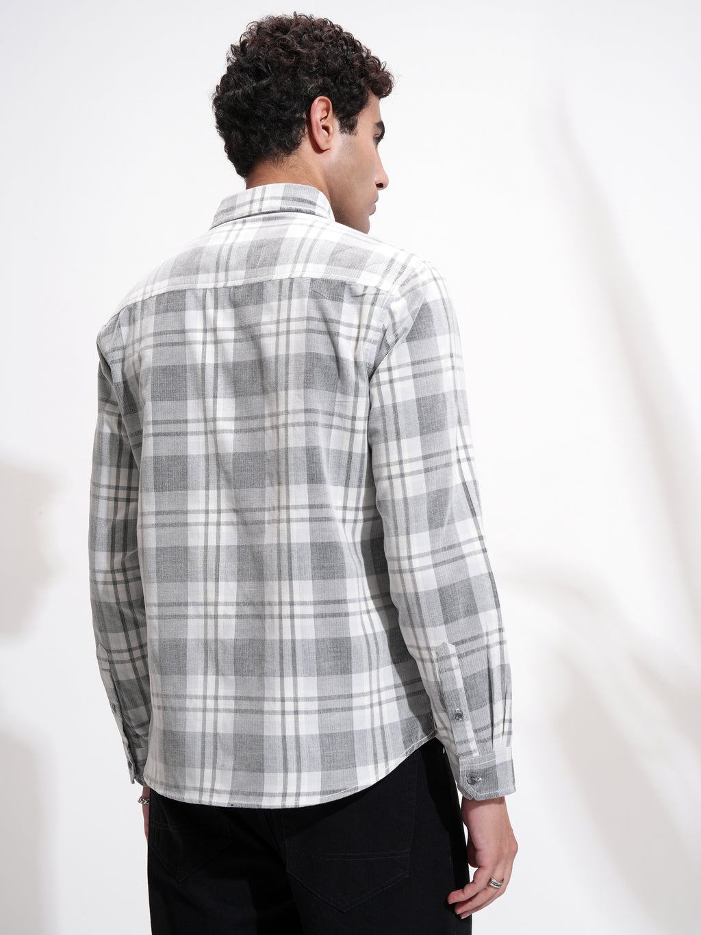 Highlander Men Charcoal Checked Slim Fit Casual Shirt - Charcoal - Image 3