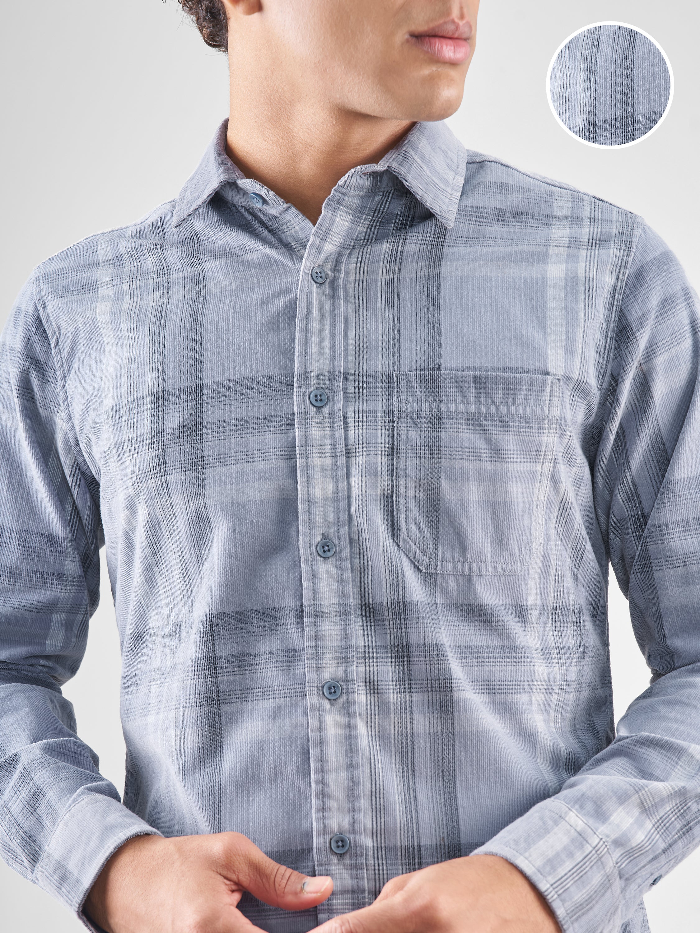 Highlander Men Blue Checked Slim Fit Casual Shirt - Blue - Image 5